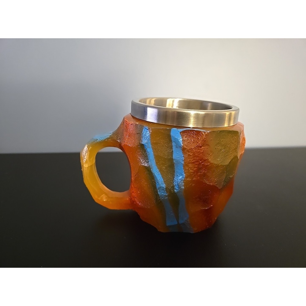 Resin Mineral Crystal Coffee Mug with Handle Red Vulcano Elegant Durable Tea Cup
